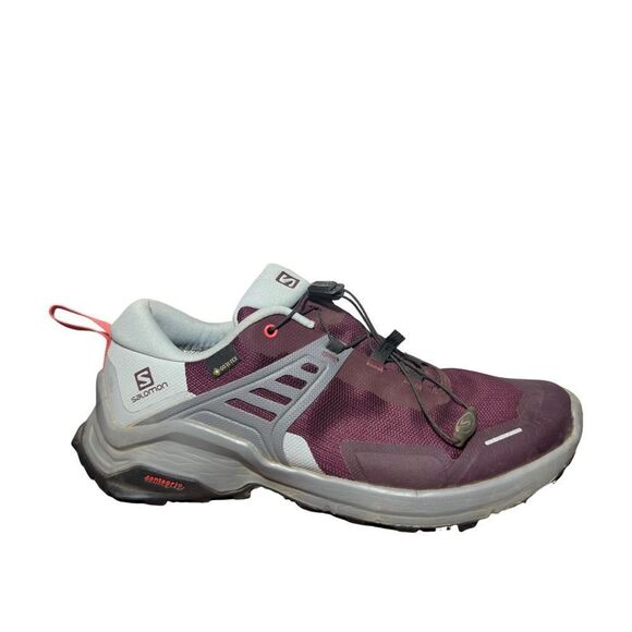 Salomon Women's Trail Running Shoes - Purple and Gray gore Tex size 8.5 - Picture 1 of 6